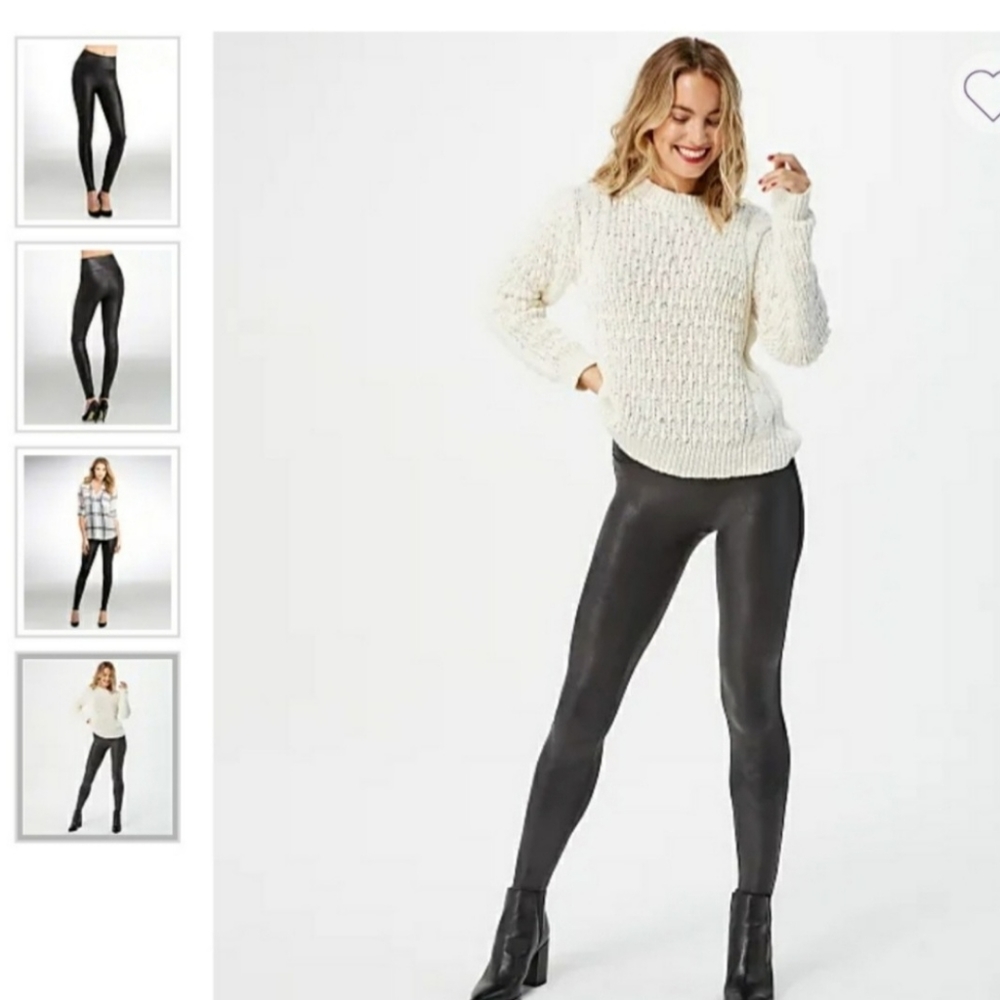 SPANX FAUX LEATHER LEGGINGS BLACK SMALL